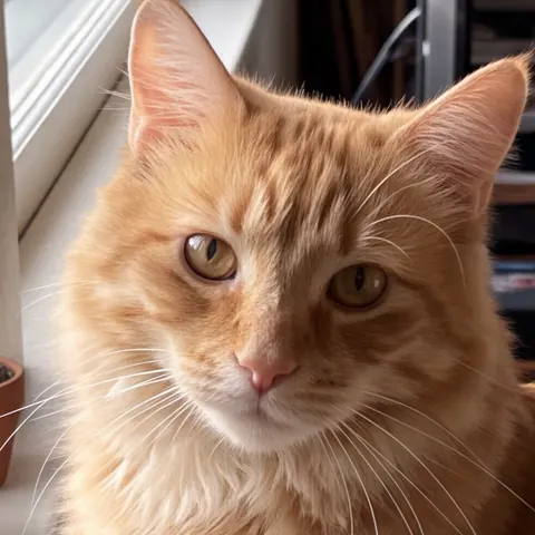 Close-up of the cat's face in the 4K fix, with fur and whiskers