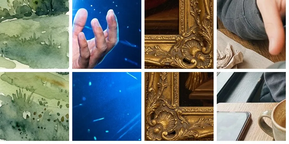 The bottom corners of four original Nano Banana 2.1 images from GetStepSnap, with no visible watermark